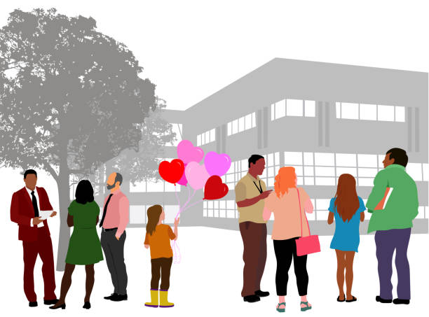 en gruppe mennesker som holder ballonger