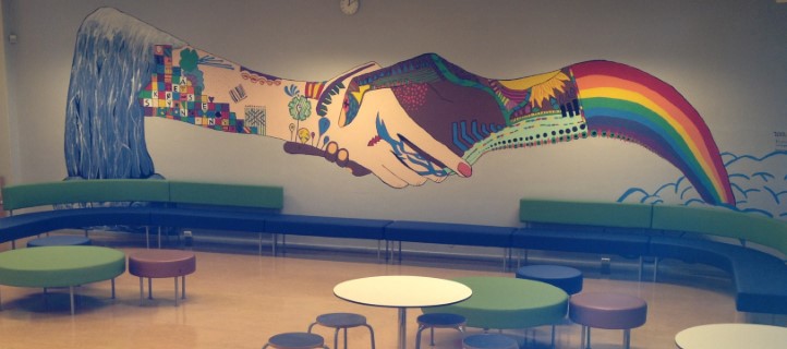 Veggmaleri i skolens aula Veggmaleri i skolens aula